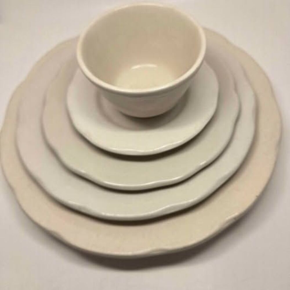 Vintage Ultima China Restaurant Ware 5-Pc Set - Heavy Ivory Stoneware